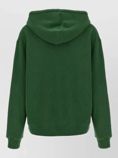 Jw Anderson Hoodie Print Hood Kangaroo Pocket Ribbed Cuffs In Green