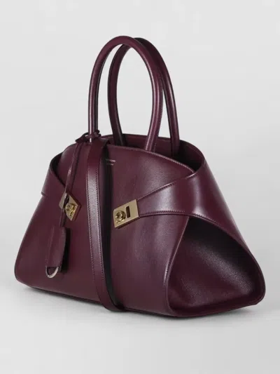 Ferragamo Soft Crossbody Bag Detachable Strap Handles In Burgundy