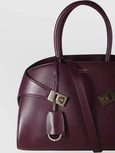 Ferragamo Soft Crossbody Bag Detachable Strap Handles In Burgundy