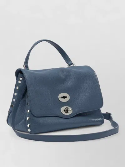 Zanellato Shoulder Bag Adjustable Strap Studded Top Handle In Blue
