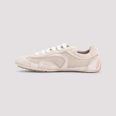 Prada Opale Beige Suede Calf Leather Sneakers In Pink