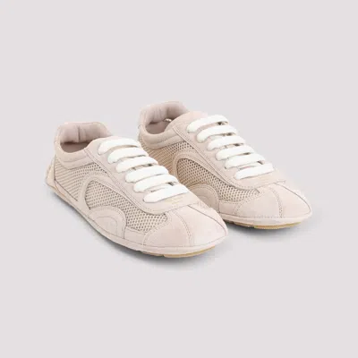 Prada Opale Beige Suede Calf Leather Sneakers In Pink