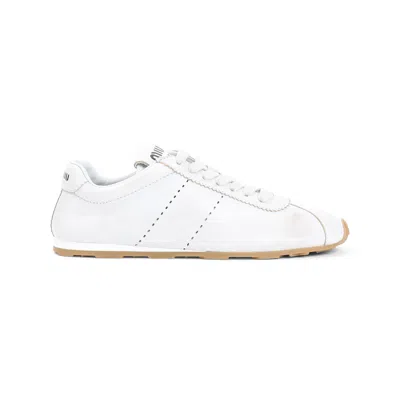 Miu Miu Plume Sneaker In Ivory Leather Women In Multi