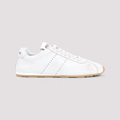 Miu Miu Plume Sneaker In Ivory Leather Women In Multi