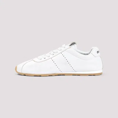 Miu Miu Plume Sneaker In Ivory Leather Women In Multi
