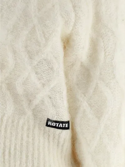 Rotate Birger Christensen Knit Cardigan Cable Pattern Ribbed Trims V Neck In Multi