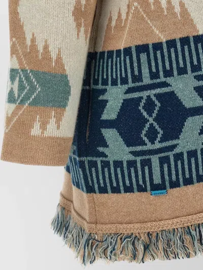Alanui Icon Knit Cardigan Belt Fringe Pattern In Brown