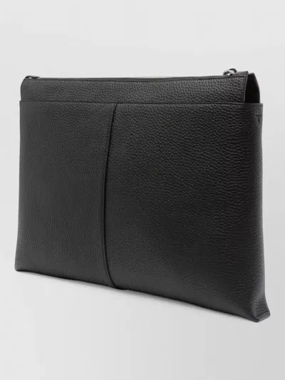 Tod's Medium Leather Clutch Bag Rectangular In Black