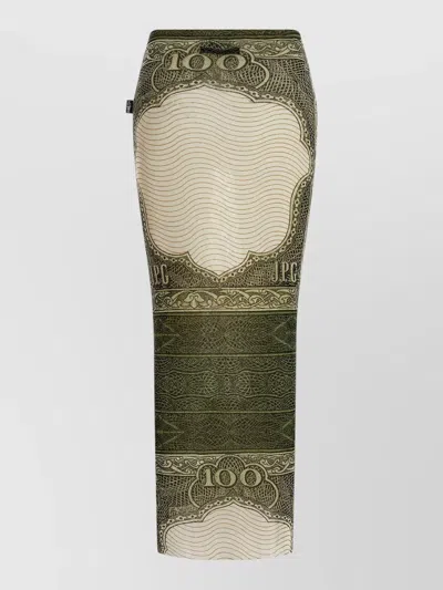 Jean Paul Gaultier Reedition Cartouche High Waist Long Skirt In Green