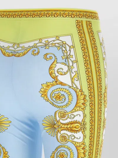 Versace Light Blue Baroque Pattern Work-out Leggings In Blue
