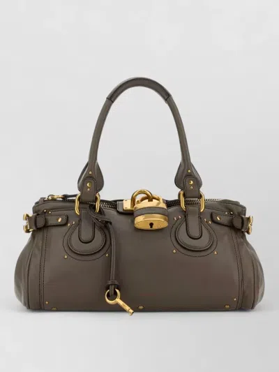 Chloé Paddington Leather Shoulder Bag Padlock Detail In Brown
