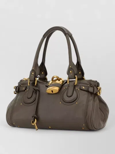 Chloé Paddington Leather Shoulder Bag Padlock Detail In Brown