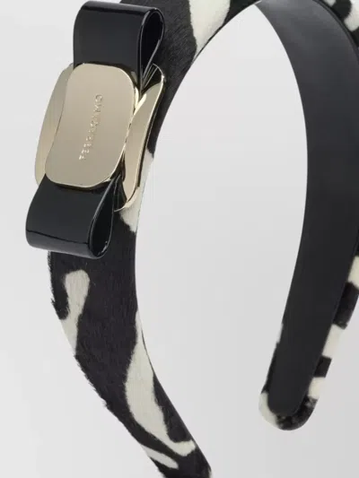 Ferragamo Vara Headband Pony Skin Animal Print In Black