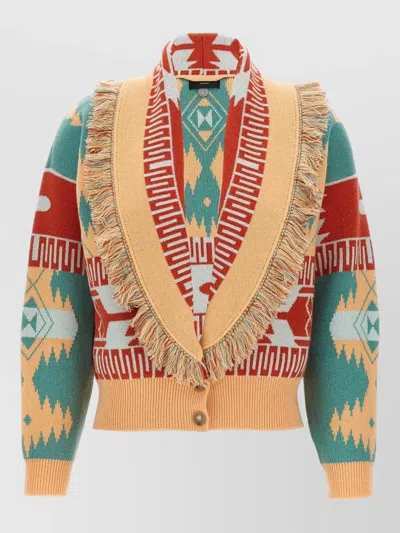 Alanui Thistles Knitwear Shawl Collar Fringe In Multi