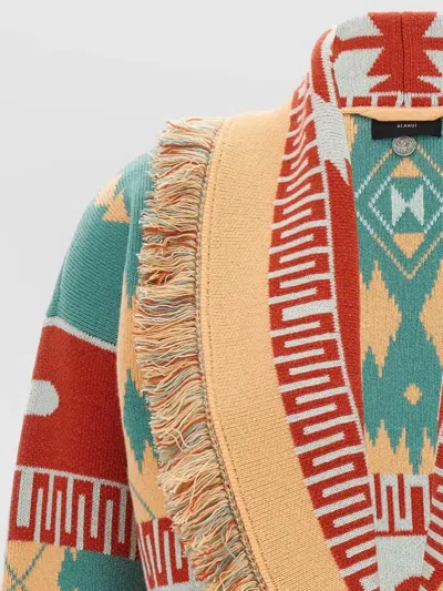 Alanui Thistles Knitwear Shawl Collar Fringe In Multi