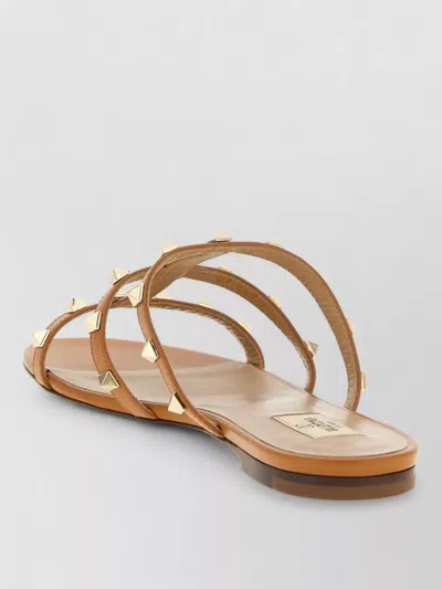 Valentino Garavani Flat Sole Rockstud Leather Sandals In A76 Candy Rose