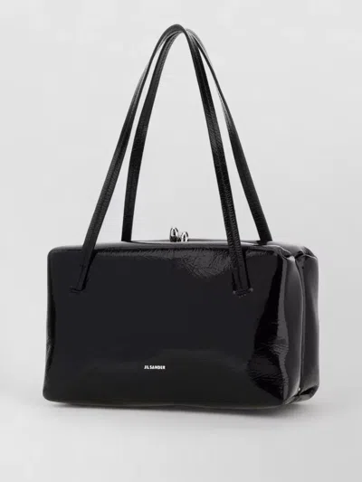 Jil Sander Goji Pillow Leather Handbag Top Handles In Black