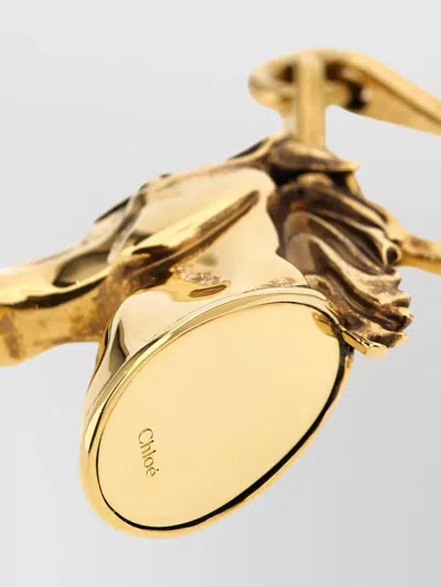 Chloé Chain Link Necklace And Horse Head Pendant In Gold