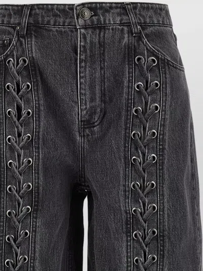 Rotate Birger Christensen Lacing Trousers Elastic Waistband Side Pockets In Black