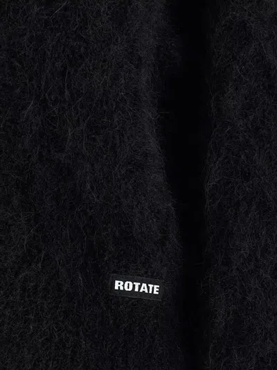 Rotate Birger Christensen Knit Cardigan Cropped Long Sleeves V Neckline In Black