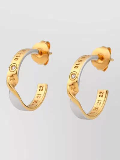 Maison Margiela Numerical Hoop Earrings With Diamond Accessories In Gold