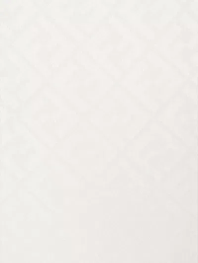 Fendi Ff Silk Wool Scarf Lightweight Fringed In Neutral