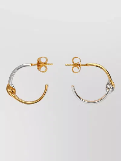 Maison Margiela Numerical Hoop Earrings With Diamond Accessories In Gold