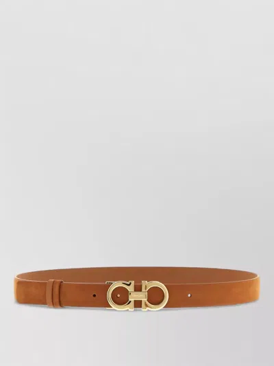 Ferragamo Gancini Reversible Belt Adjustable Length In Brown