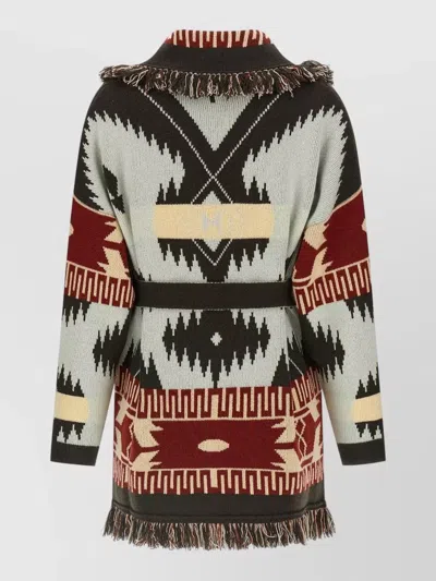 Alanui Icon Cardigan Shawl Collar Belted Fringe In Multi