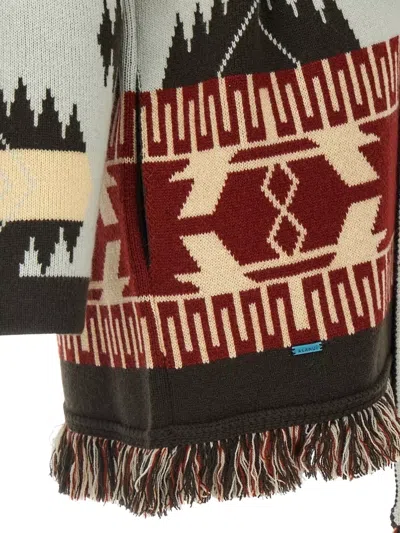 Alanui Icon Cardigan Shawl Collar Belted Fringe In Multi