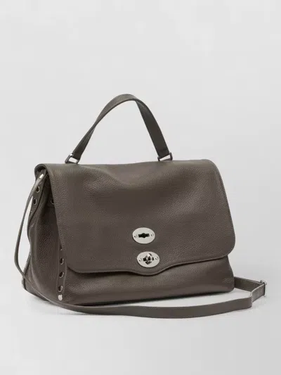 Zanellato Shoulder Bag Textured Finish Top Handle In Brown