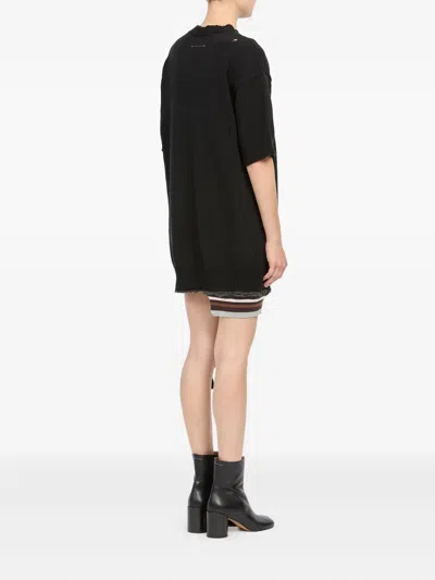 Mm6 Maison Margiela Distressed Knitted Mini Dress In Black