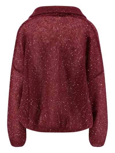 Nude Sequin-embellished Jumper In Red