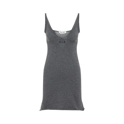 Miu Miu Cashmere Mini Dress In Gray