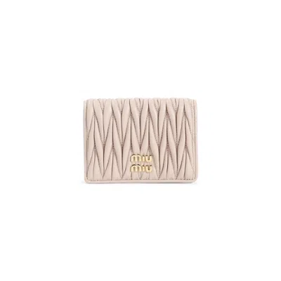 Miu Miu Lamb Leather Wallet In Brown