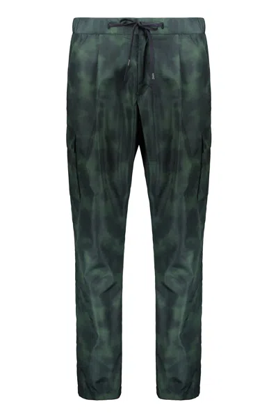 Herno Slim Fit Pants With Original Dark Pattern In Green