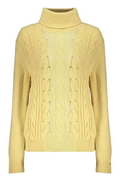 Herno Yellow High-neck Sweater In Soft Knit In Yellow