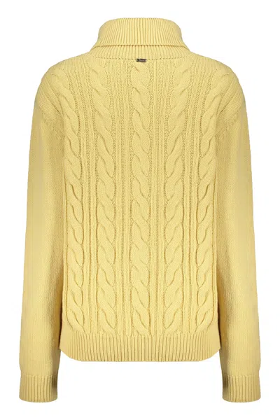 Herno Yellow High-neck Sweater In Soft Knit In Yellow