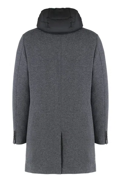 Moorer Padded Coat In Wool And Cashmere In Gray