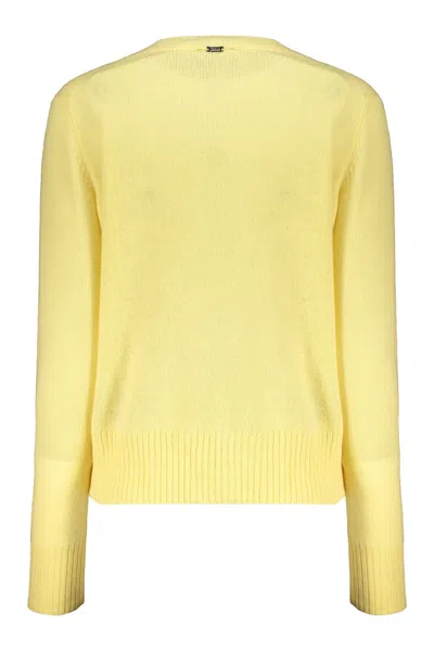 Herno Yellow Slim Fit Sweater With Long Sleeves Elegant Versatile In Yellow