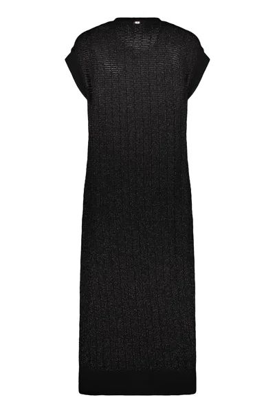 Herno Long Cardigan Without Sleeves In Black
