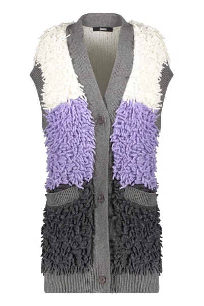 Herno Cardigan Without Sleeves Colored With Pockets In Gray