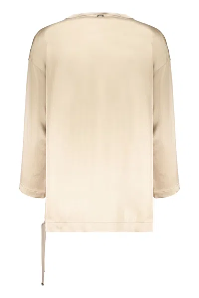 Herno Beige Blouse With Long Sleeves V-neck In Brown