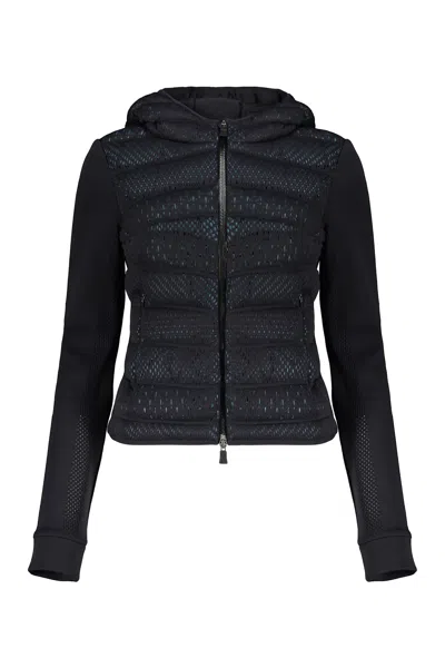 Herno Short Black Down Jacket With Hood In Blue