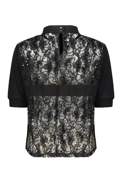 Herno Collar Sequin Blouse In Black