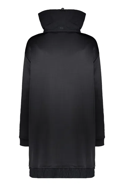 Herno Light Black Cardigan With High Collar In Black