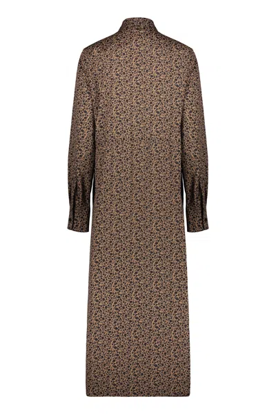 Herno Long Brown Dress With Adjustable Waist Elegant In Brown