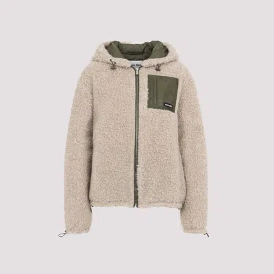 Miu Miu Wool Blouson Jacket In Neutral