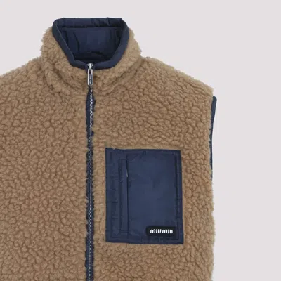 Miu Miu Wool Vest Jacket In Brown