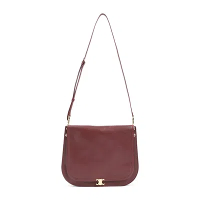Celine Besace Soft Triomphe Crossbody Zip Bag In Burgundy